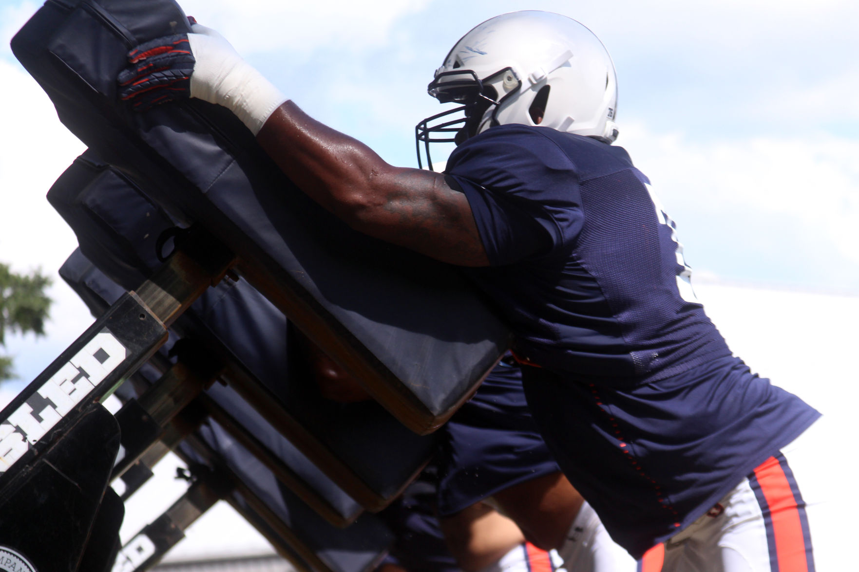 Auburn football practice on the first day of full pads